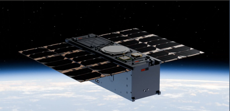 a rendered image of the SOURCE cubesat in orbit