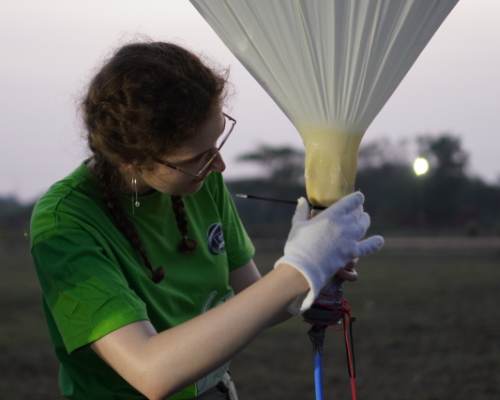 WARR member preparing an high altitude ballon for launch